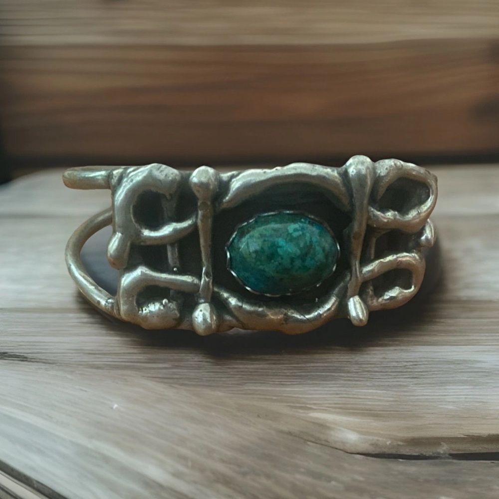 Vintage Native American Navajo Turquoise  Sterling Silver & Copper Bracelet